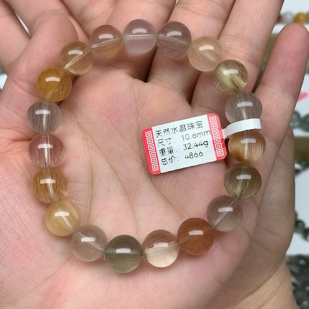 水晶手链未镶嵌彩兔毛10.6