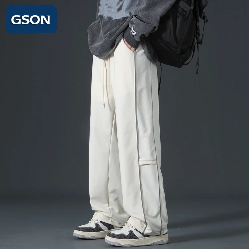 集团品牌GSON休闲长裤子男款春秋美式高街潮牌阔腿运动裤男款宽松