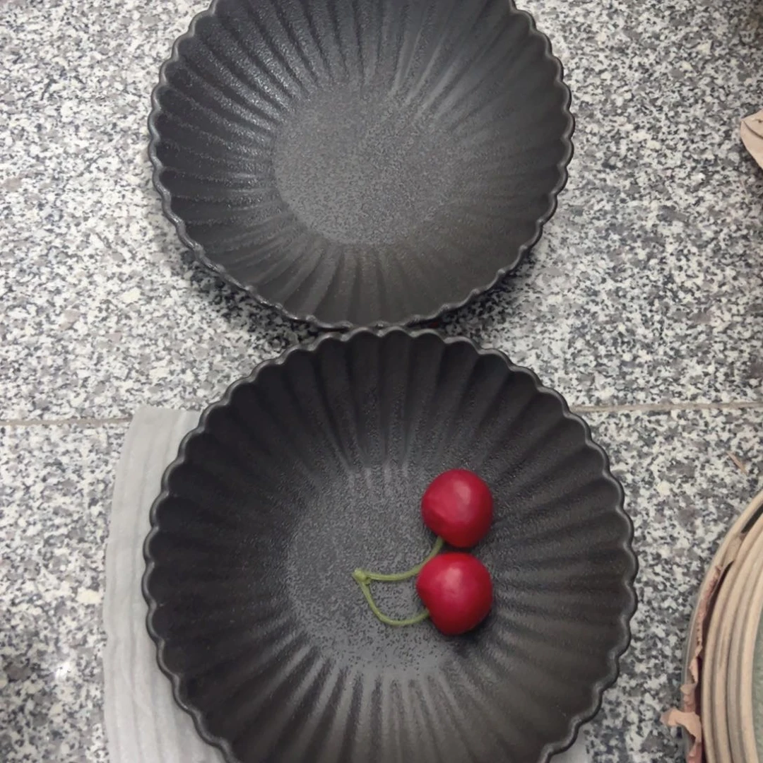 瓷A****?岩石纹异形深盘