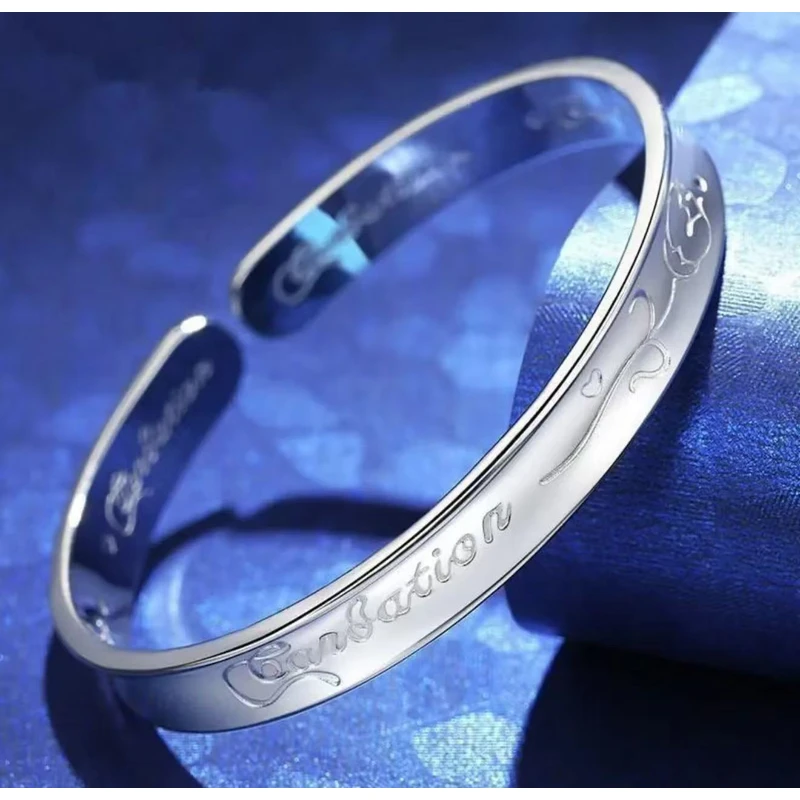 足银手镯 时尚 精品凹面银手镯（无礼盒）CL036