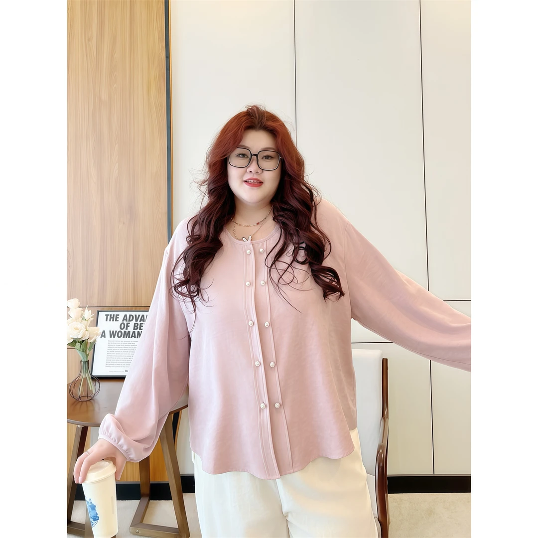 焦糖陷阱 / 多巴胺色柔软亲肤奶皮上衣4260花契大码200斤胖mm百搭