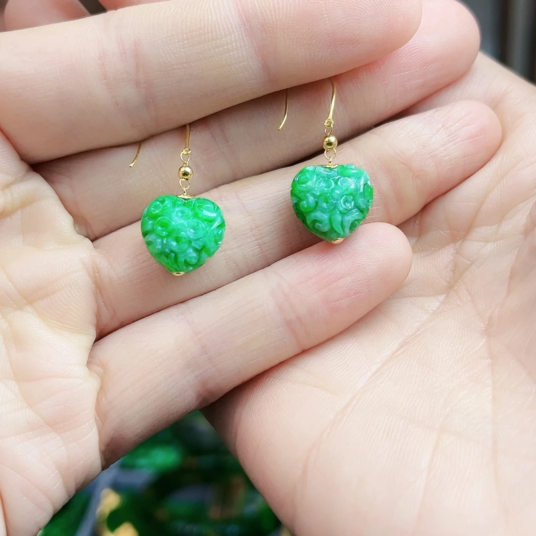 翡翠耳饰18K金镶嵌耳饰