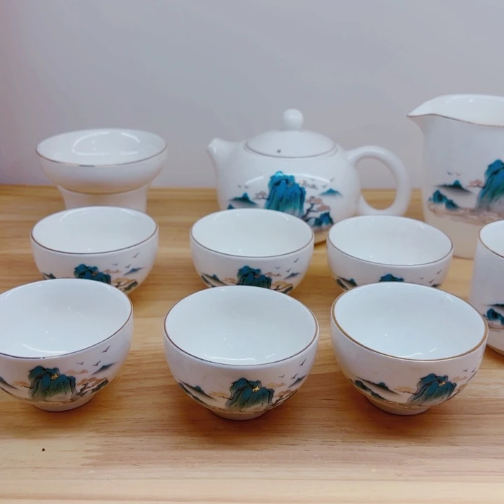 羊脂白玉瓷茶具套装