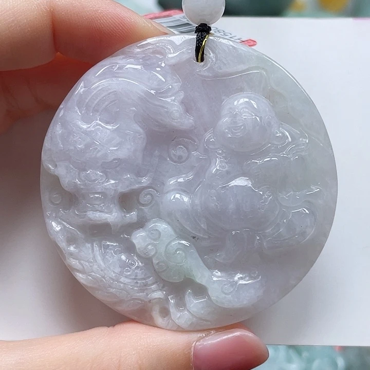 翡翠未镶嵌吊坠(不含链)两面雕刻
