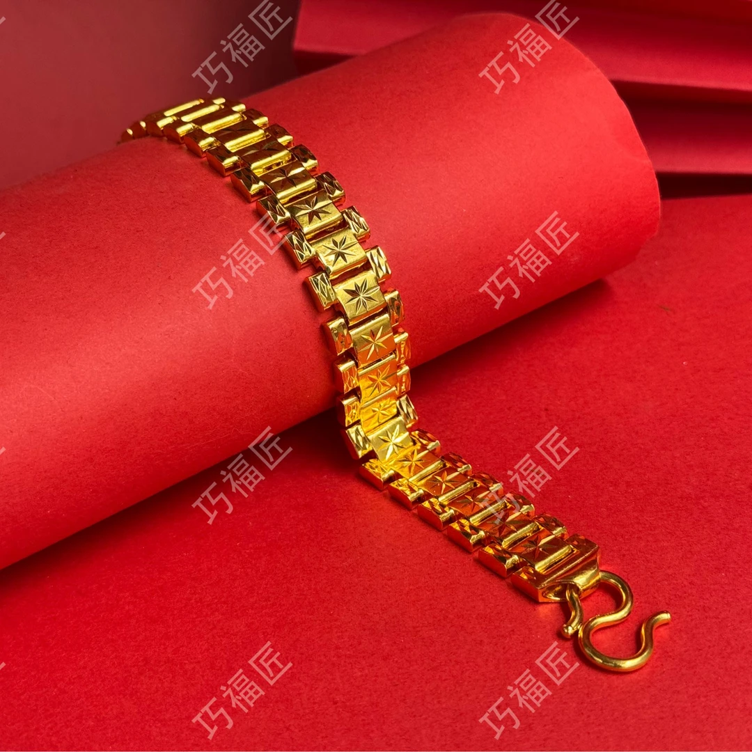 足银手链 坦克手链 中古霸气 重工时尚百搭气质男士不掉色