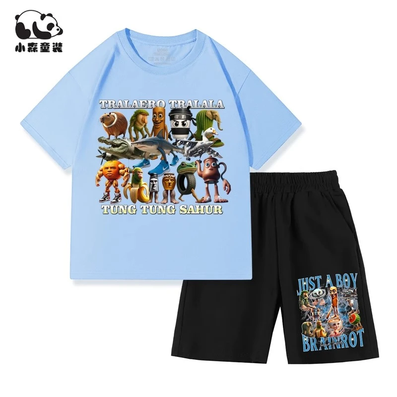 国外山海经衣服儿童休闲童装男童短袖t恤夏季中大童半袖女童上衣