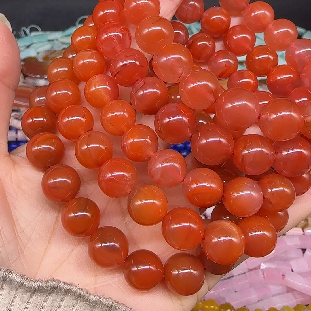 玛瑙/玉髓合金珠宝半成品南红单圈10mm一条