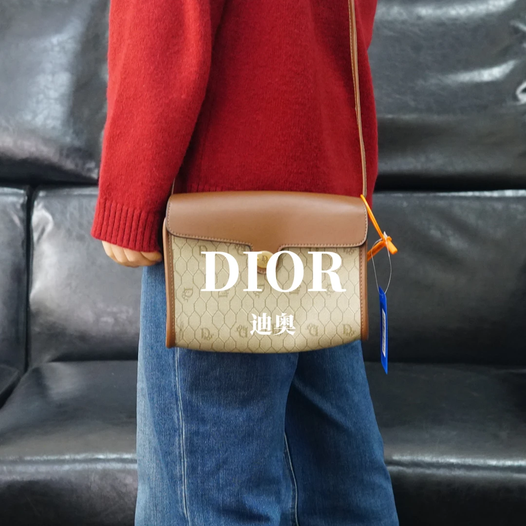 95新 DIOR/迪奥 棕皮老花斜跨包/JJ12728418/8418