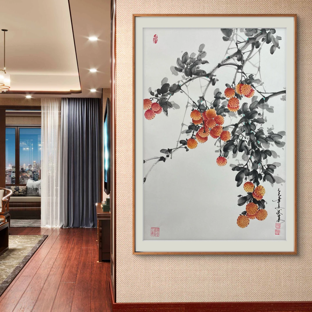 客厅玄关挂画四尺三开手绘作品纯画芯未装裱不带框