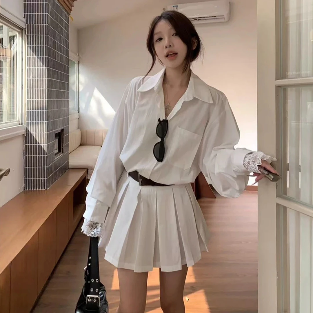 法式白色衬衫连衣裙子女装夏2025新款早秋穿搭高级感短裙6857