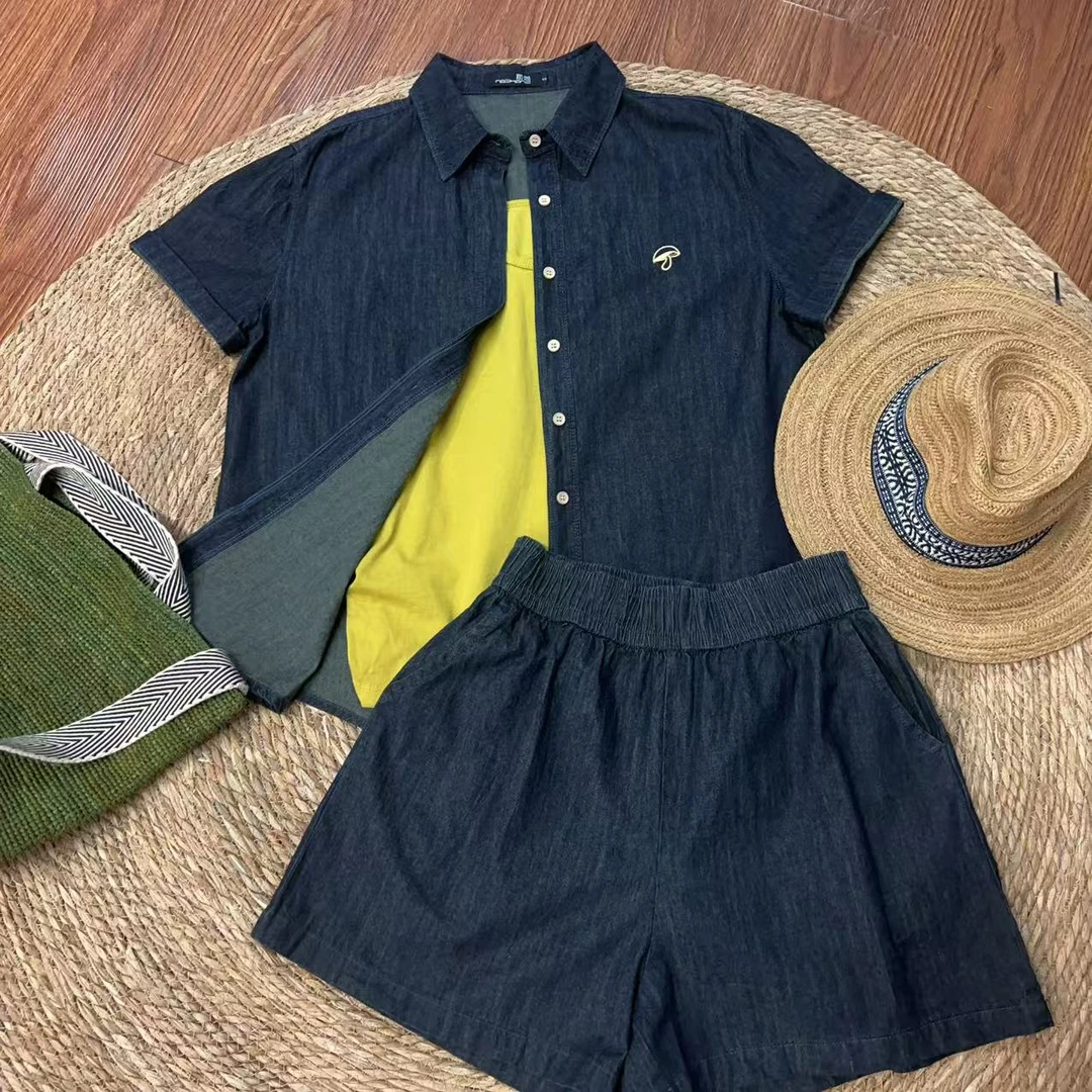 【那尚新品】人手必备减龄显瘦百搭牛仔短袖套装