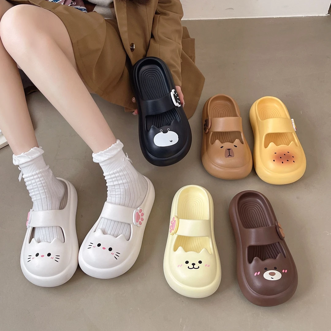 【夏日多巴胺】可爱减龄包头玛丽珍凉拖鞋女洞洞鞋新款厚底增高防滑