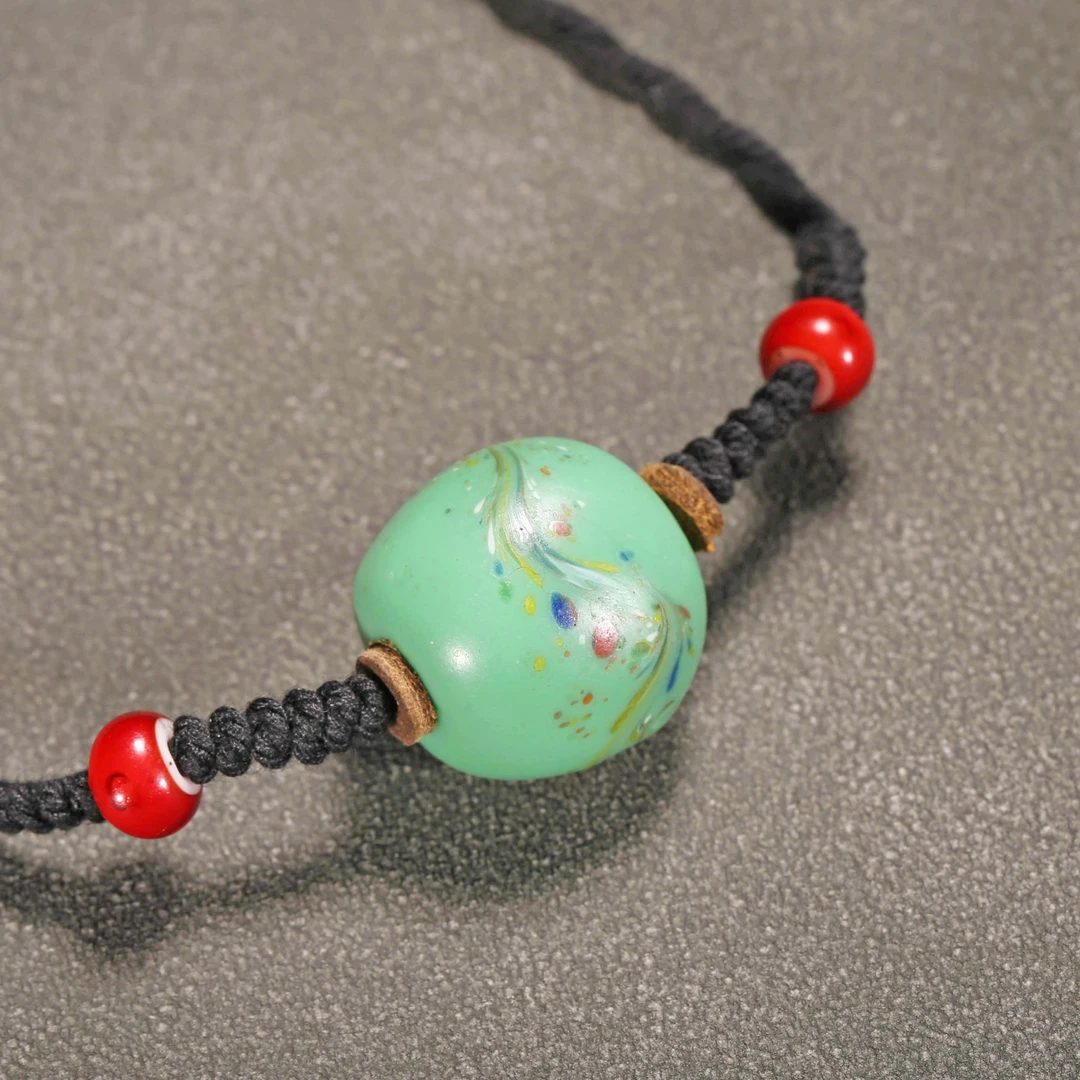 【济文阁】JFYG20123010清代 绿凤尾琉璃锁骨珠