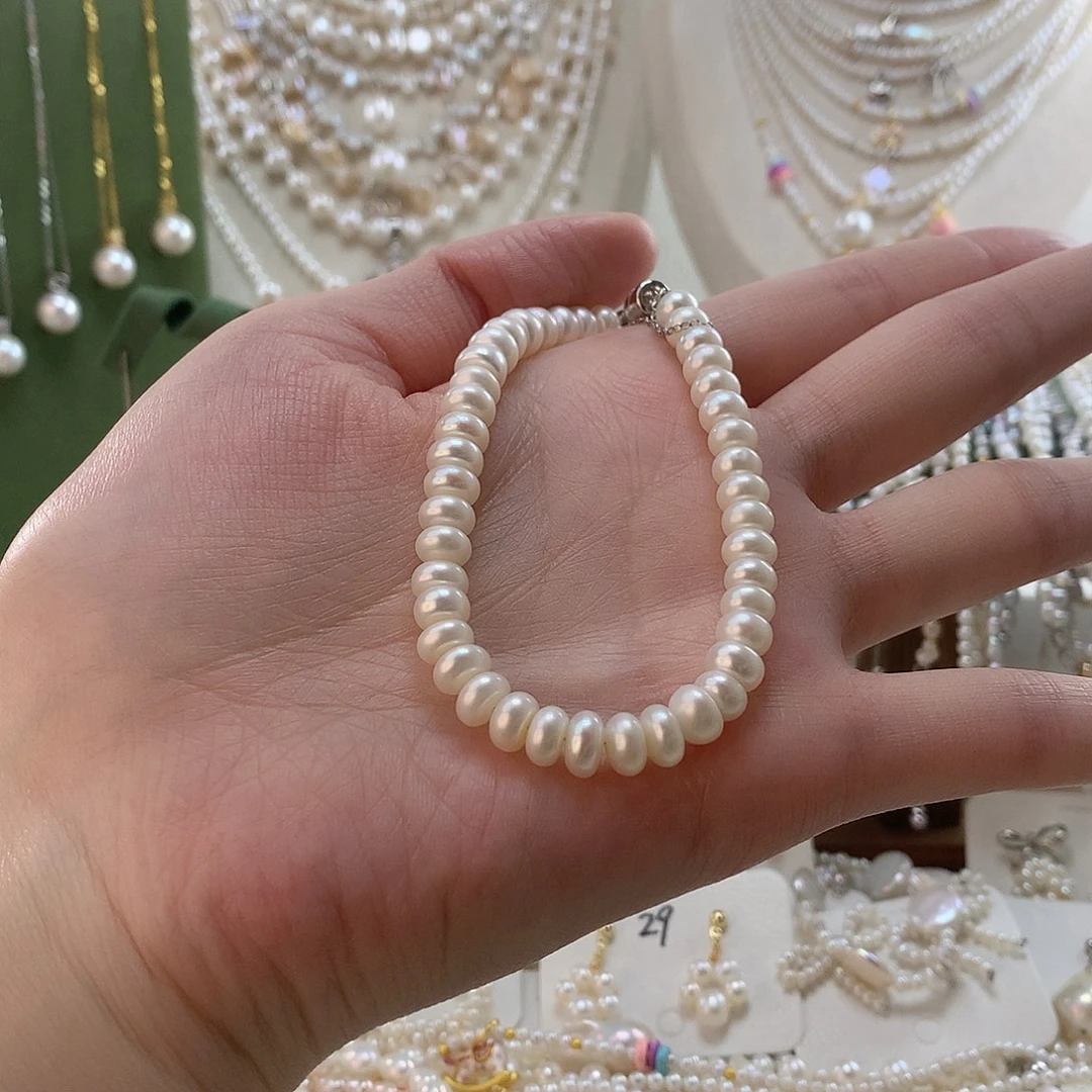 淡水珍珠银S925镶嵌手绳
