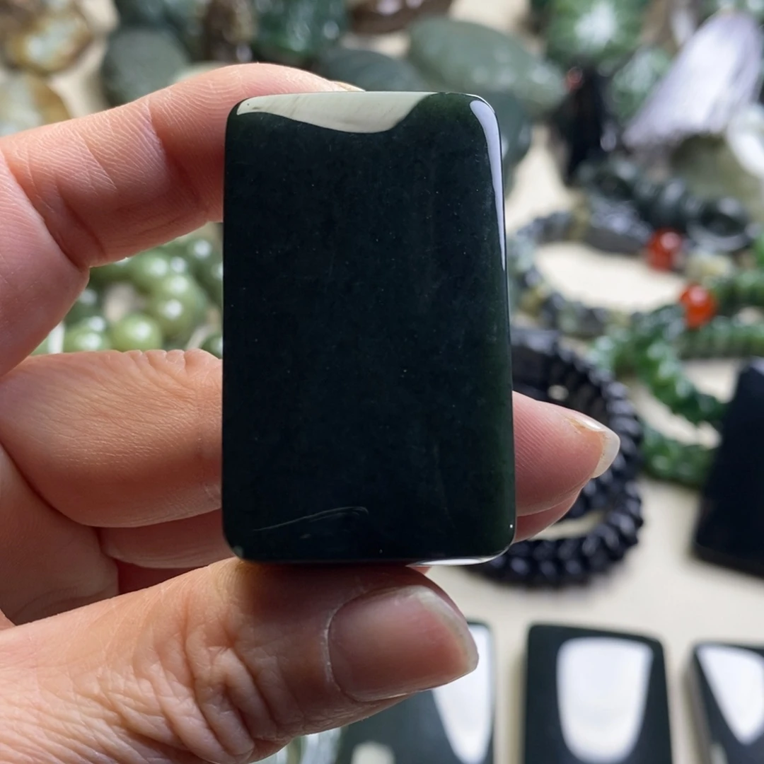 和田玉未镶嵌手链新疆和田黑青玉无事牌