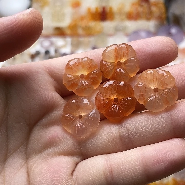 玛瑙/玉髓未镶嵌玛瑙龙纹五瓣花