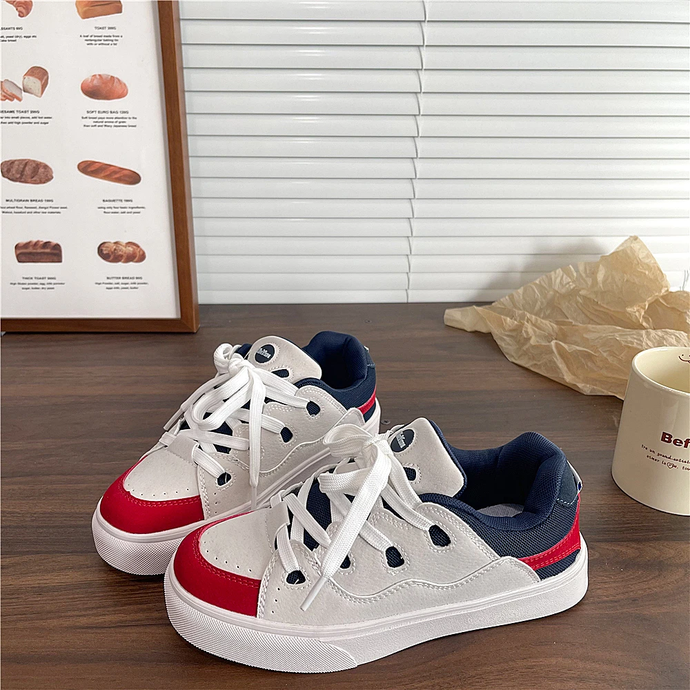 捡漏清仓ins潮2025夏季小白鞋女运动休闲百搭学生米兰红面包板鞋