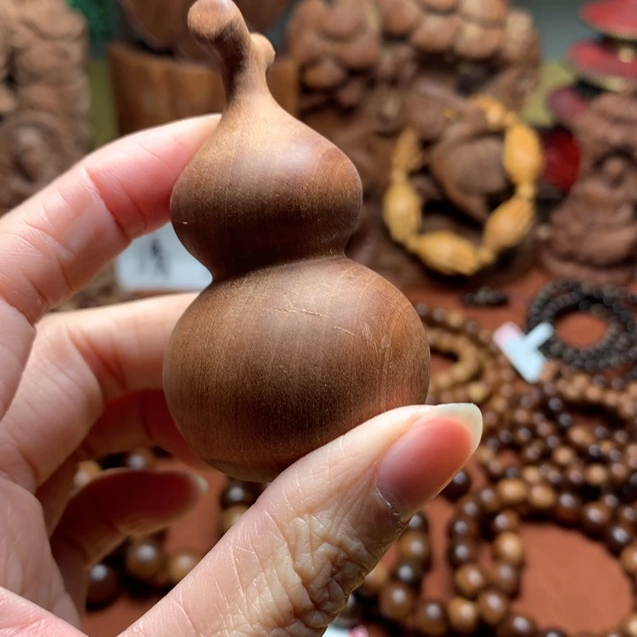 把件檀香木老山檀葫芦瑕疵