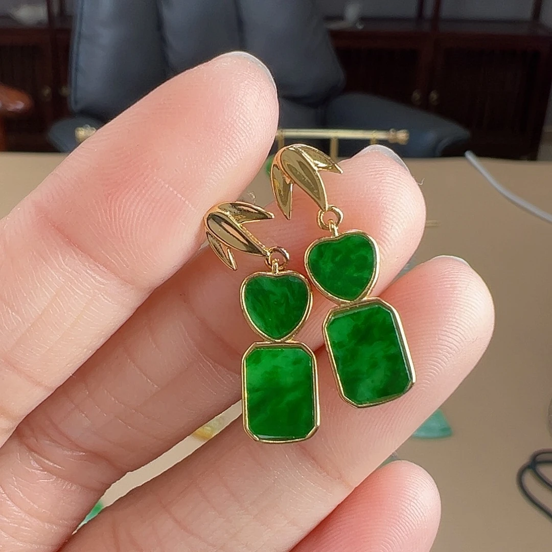 翡翠银S925镶嵌耳饰耳饰0