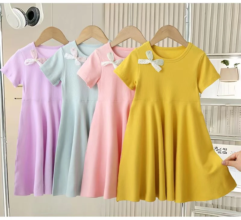 夏季原创设计休闲风短袖女连衣裙纱裙夏装童装韩版童裙洋气