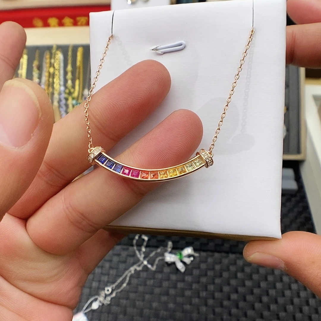 蓝宝石颈饰银S925镶嵌