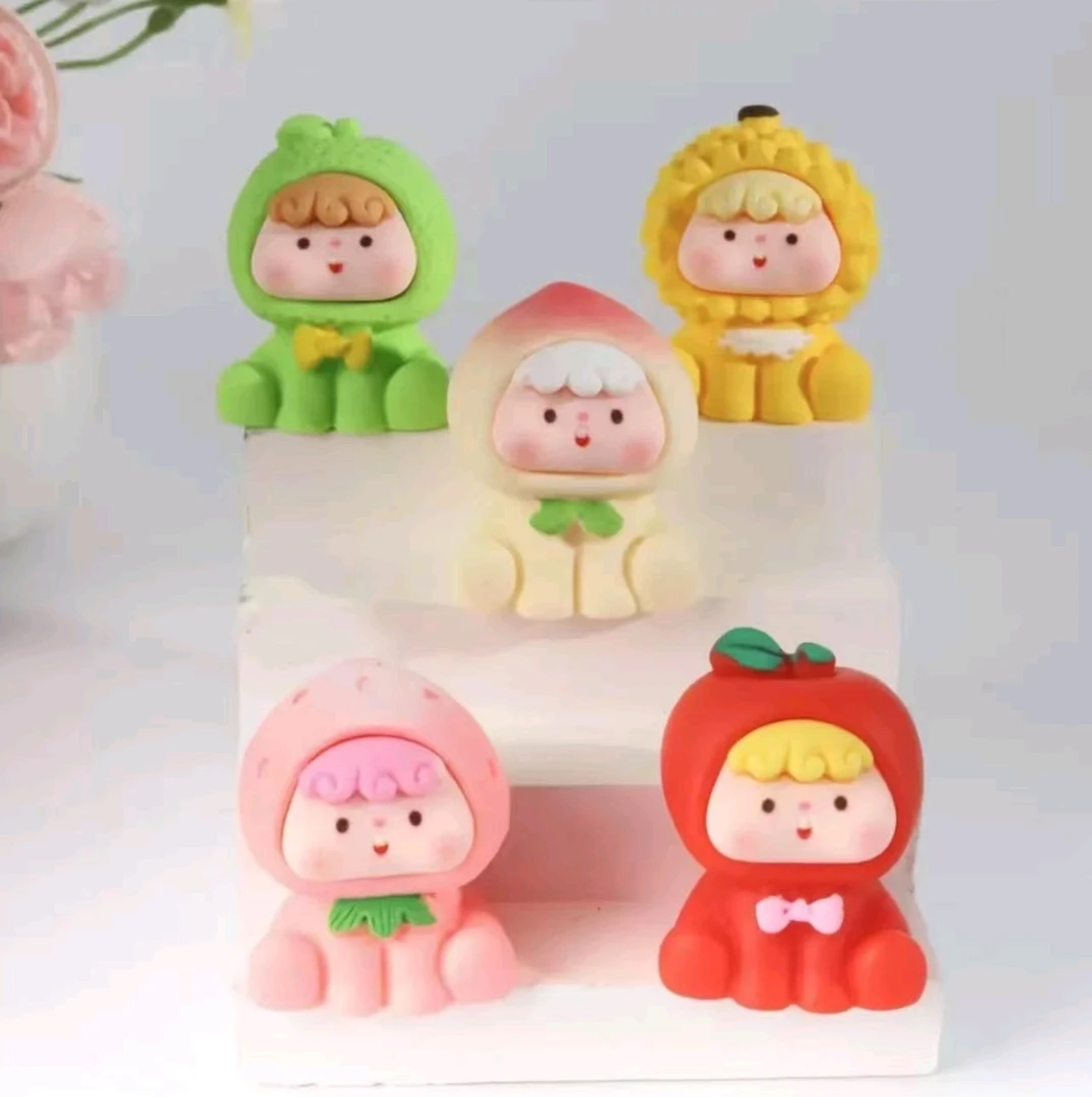 二代卷毛磨砂树脂可爱水果崽崽创意桌面摆件