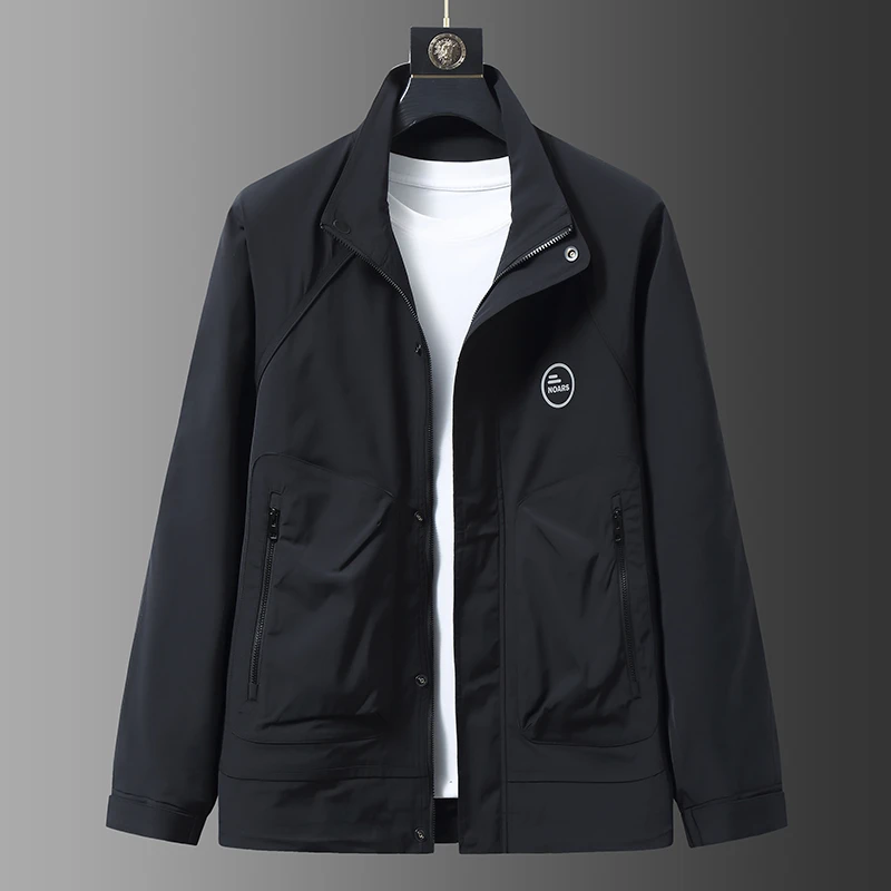 【建平轻熟潮流推荐】大码男士秋季立领设计图案男士休闲时尚夹克