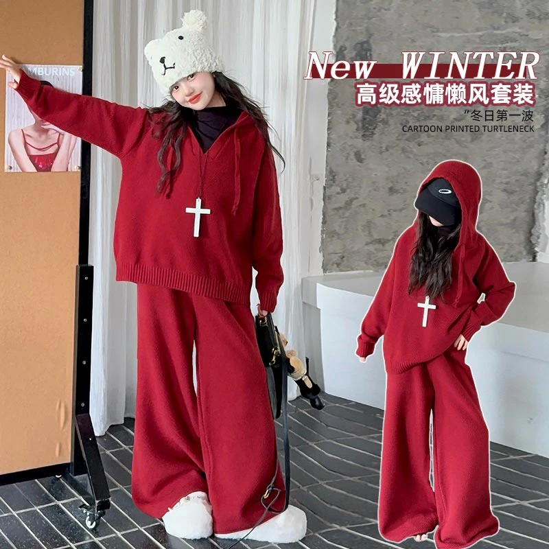 套装韩版春秋冬纯色女童中大童