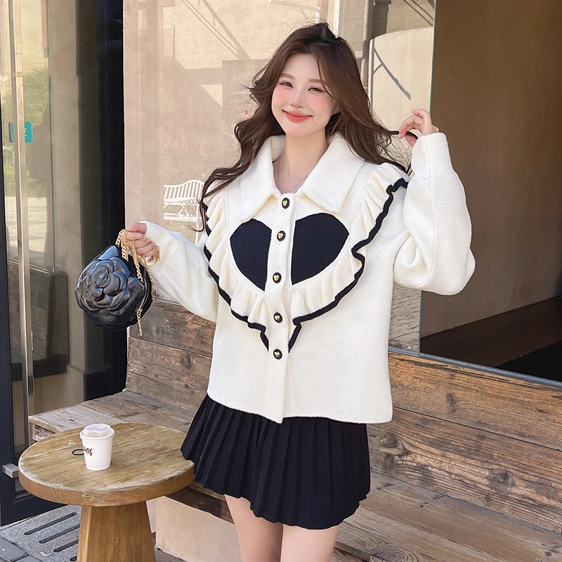 ISTYNI荷叶边针织外套女设计感开衫上衣春秋新款