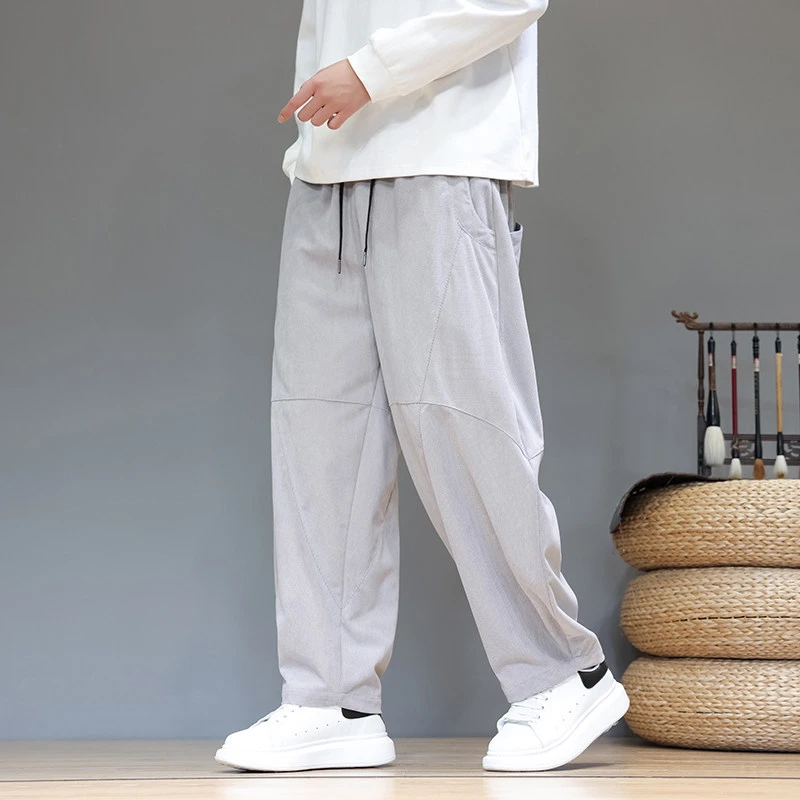 秋冬季休闲裤男中国风宽松哈伦裤新中式大码肥佬百搭潮牌直筒长裤