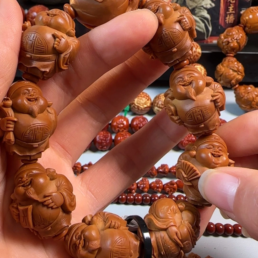 橄榄核手串/手链立体款八宝财神手串21.5-22尺寸