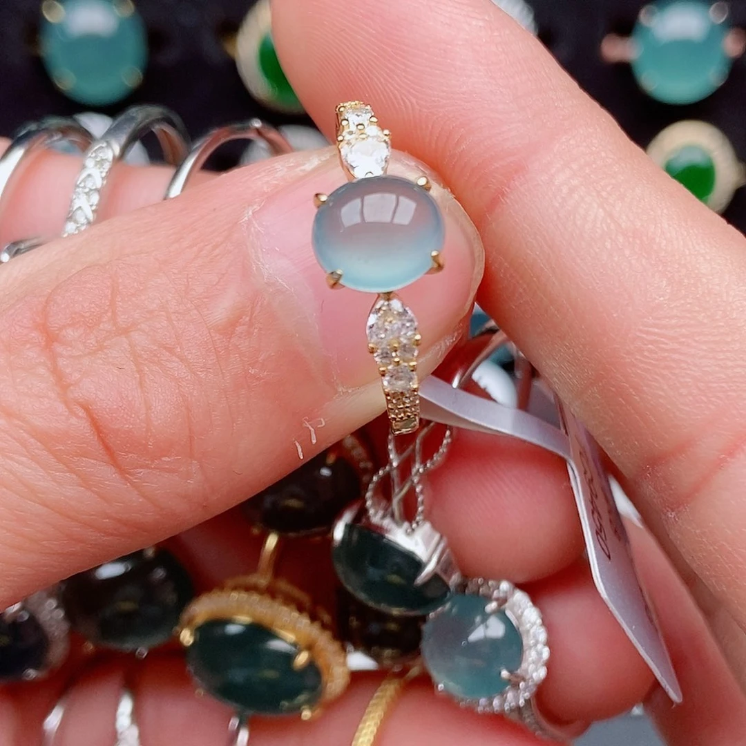 翡翠戒指银S925镶嵌8878545