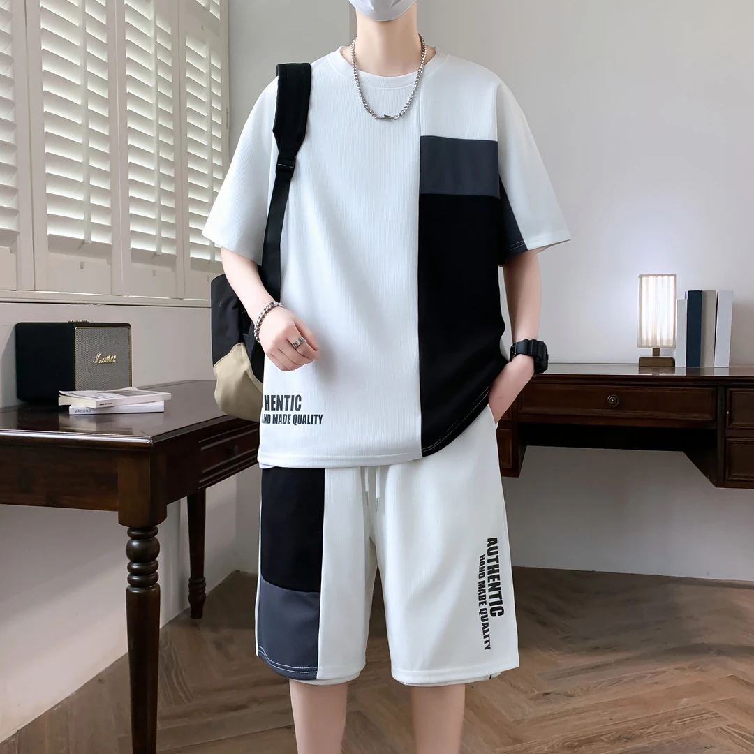 2025新款男士休闲运动套装夏季时尚百搭潮流短袖短裤男装两件套潮