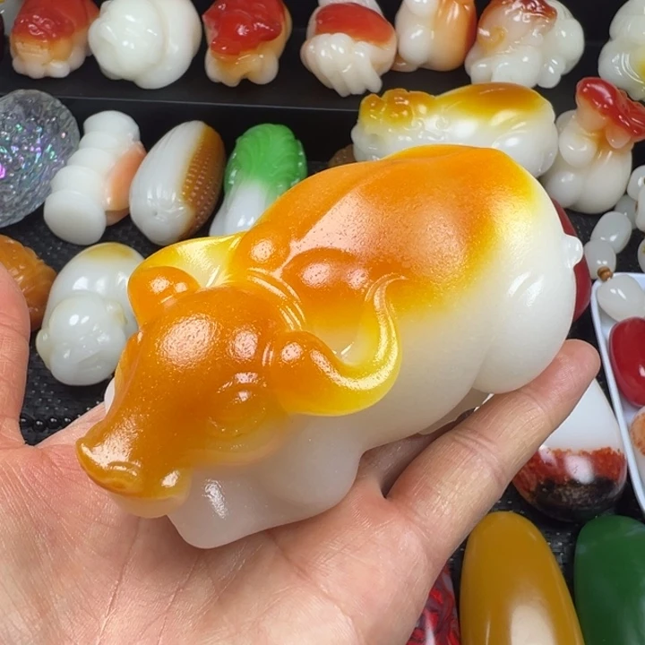 新疆戈壁五彩石金丝