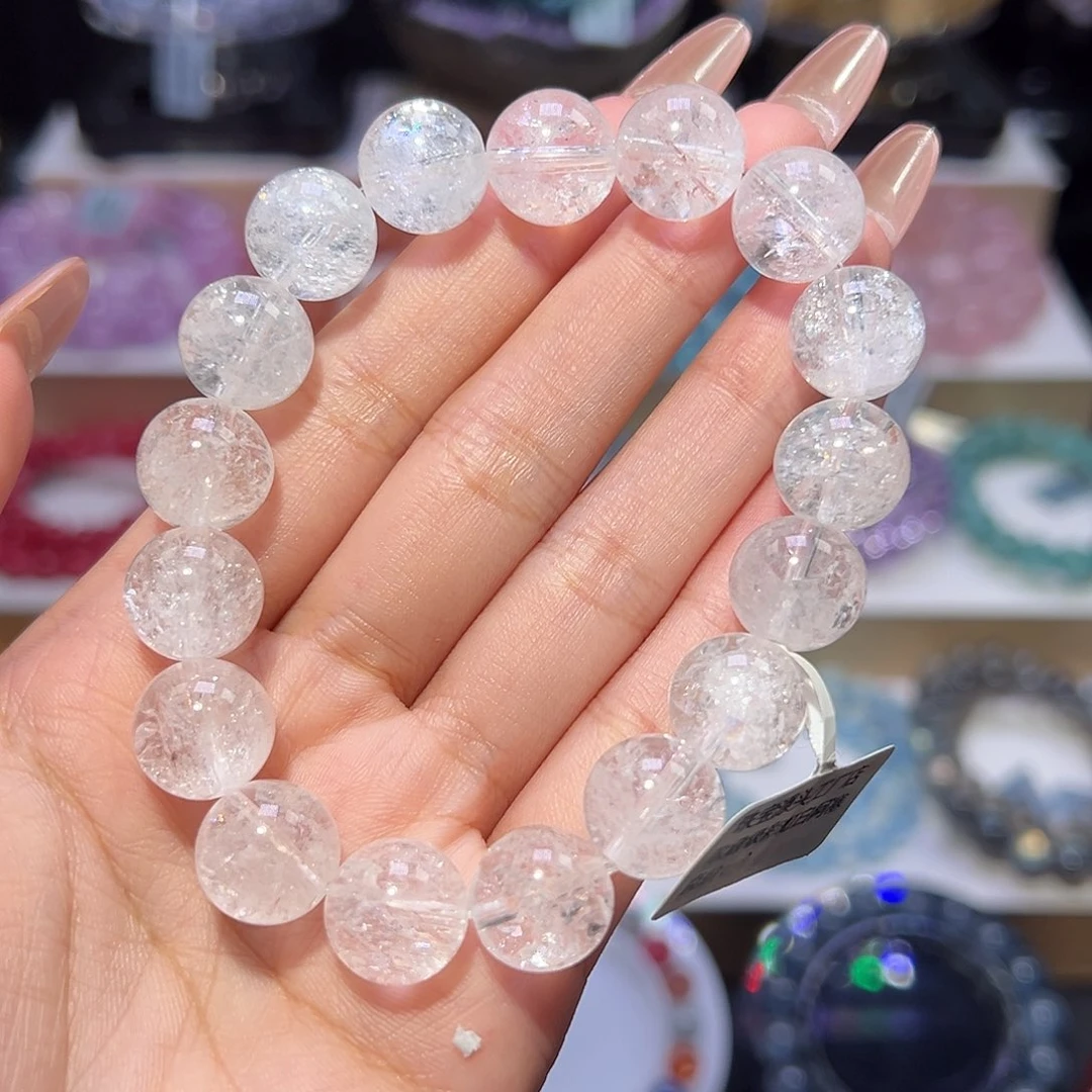 水晶手串未镶嵌收藏级彩虹白阿塞12.3mm