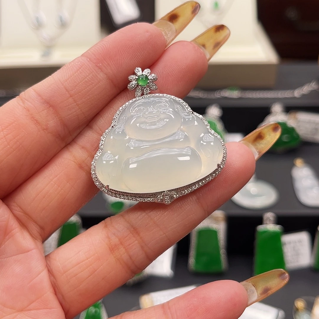 翡翠18K金镶嵌吊坠(不含链)