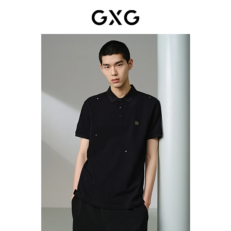 GXG男装 字母刺绣polo衫男士休闲时尚 24年夏季新品#G24X242044