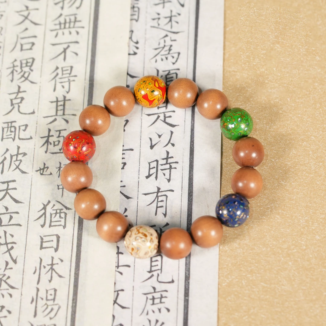 【造木东方】印度迈索尔正区老山檀1.2黑肉+五行大漆珠木雕