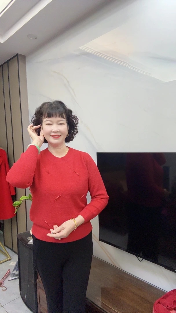 新款貂绒圆领毛衣