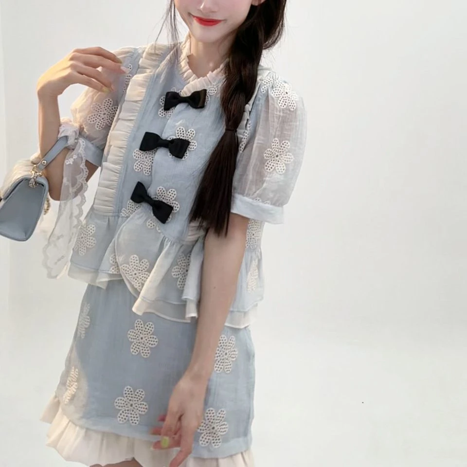 【旷野微风套装】原创法式复古日常气质时尚休闲洋气财阀千金