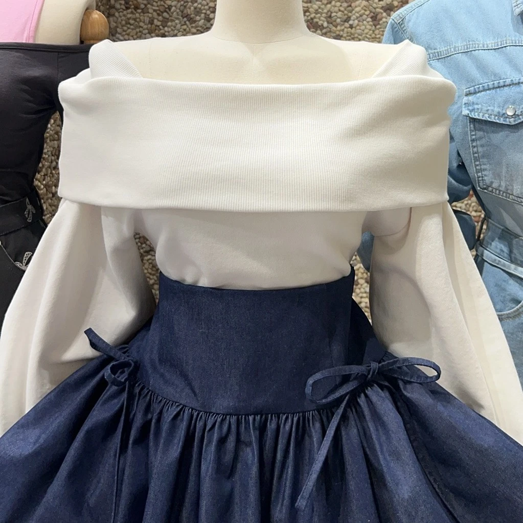 （NO退NO换）针织露肩上衣时尚显瘦