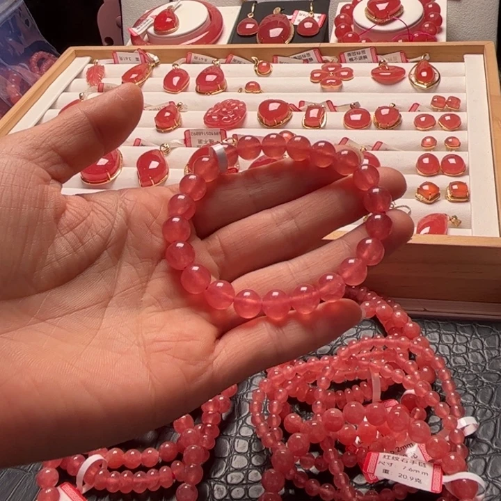 菱锰矿(红纹石)未镶嵌手绳