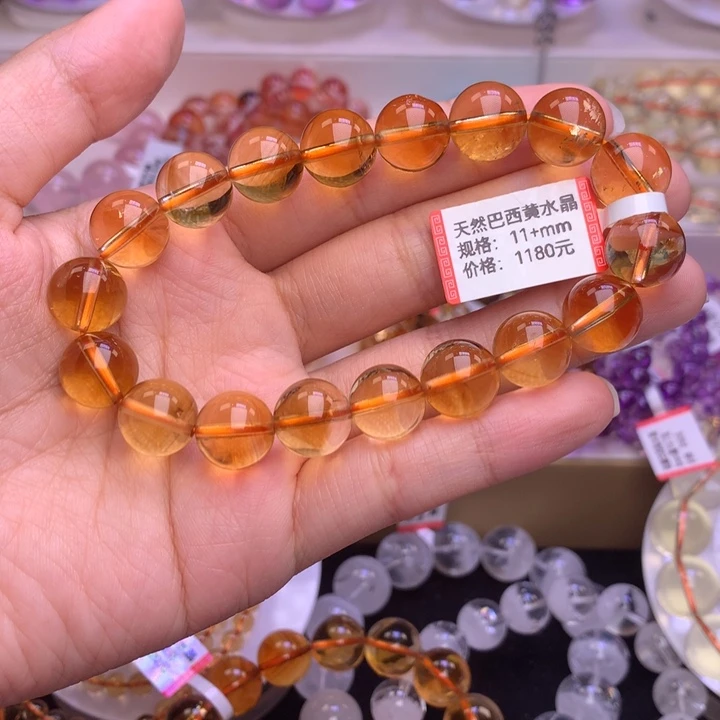 水晶手链未镶嵌巴西黄水晶11+