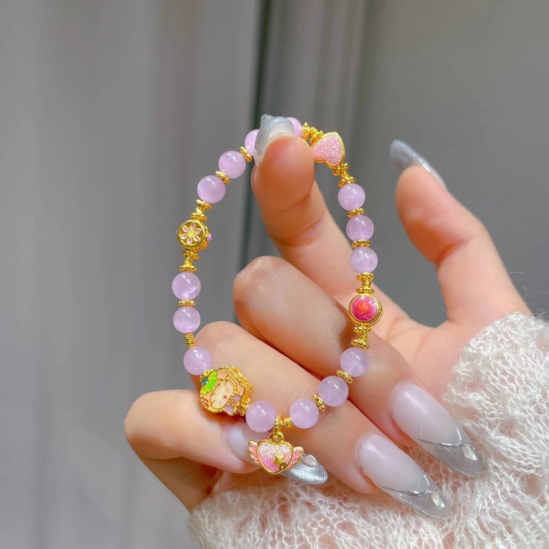 瑞诺黄金爱心城堡手串2025新款紫锂辉足金999手链生日礼物送女友