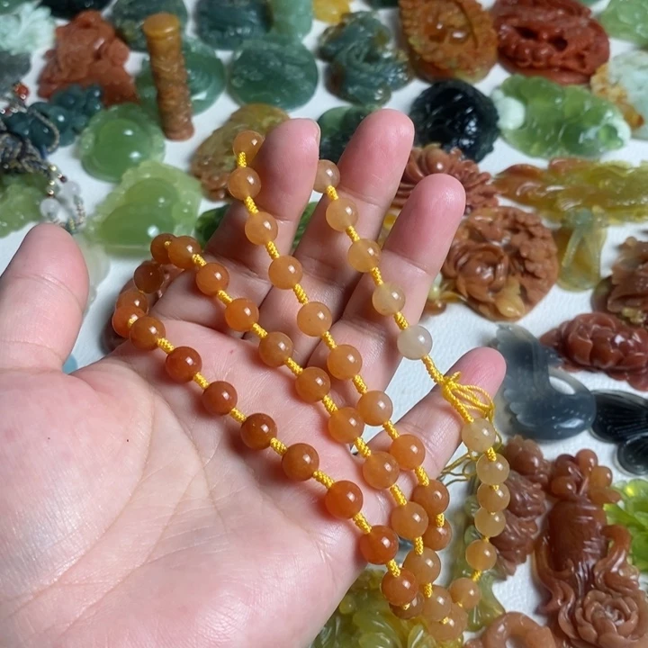 蛇纹石玉颈饰未镶嵌圆***