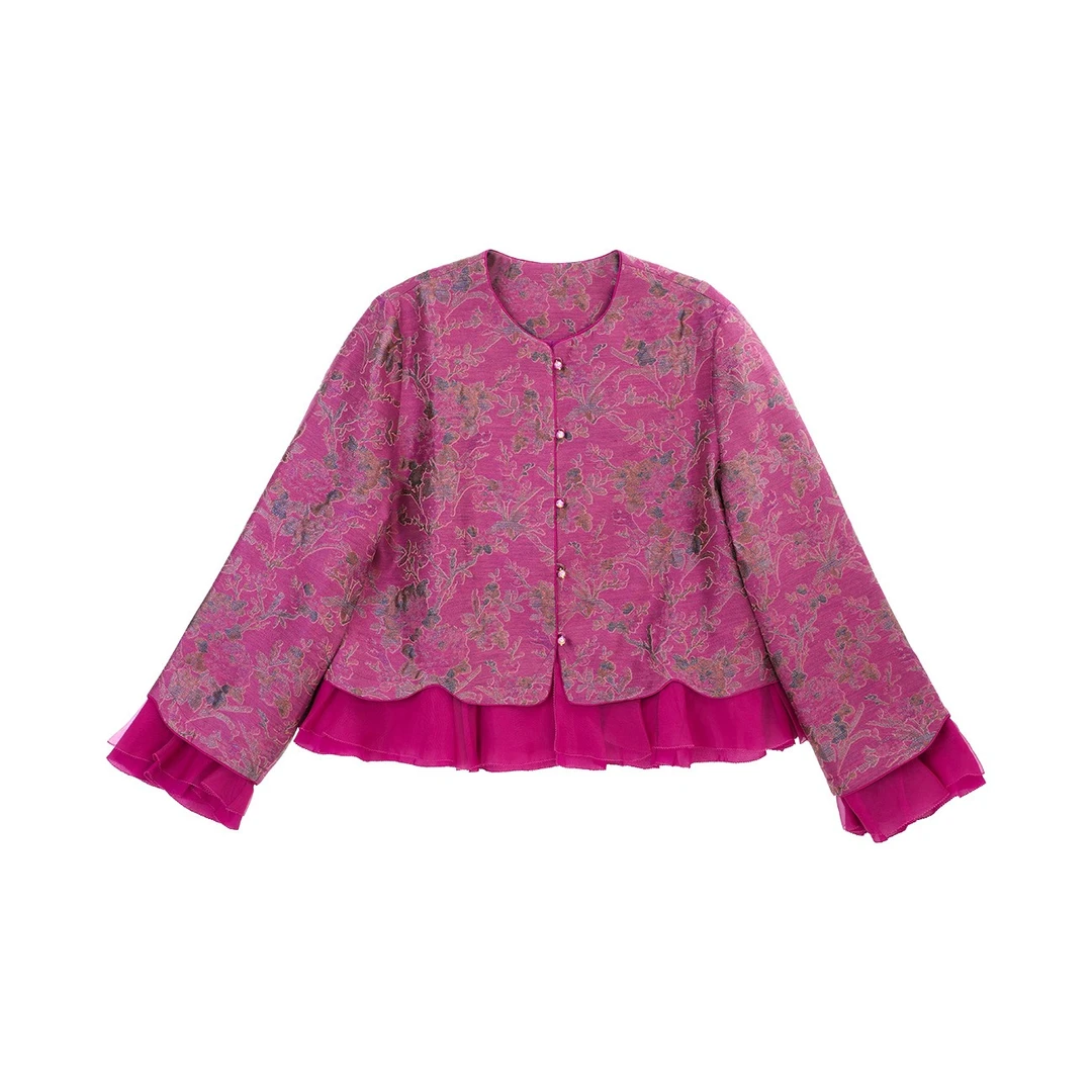 【小水专属】紫色丝羊毛提花外套  1077256