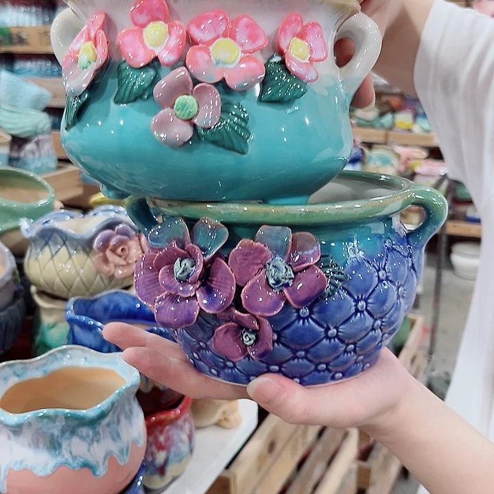 有孔.凑单10元陶瓷花盆发货！