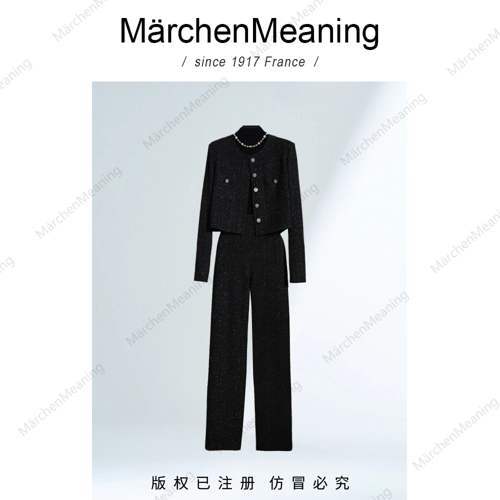 MärchenMeaning小香风设计师款套装品牌正品黑色高定显瘦新款wy