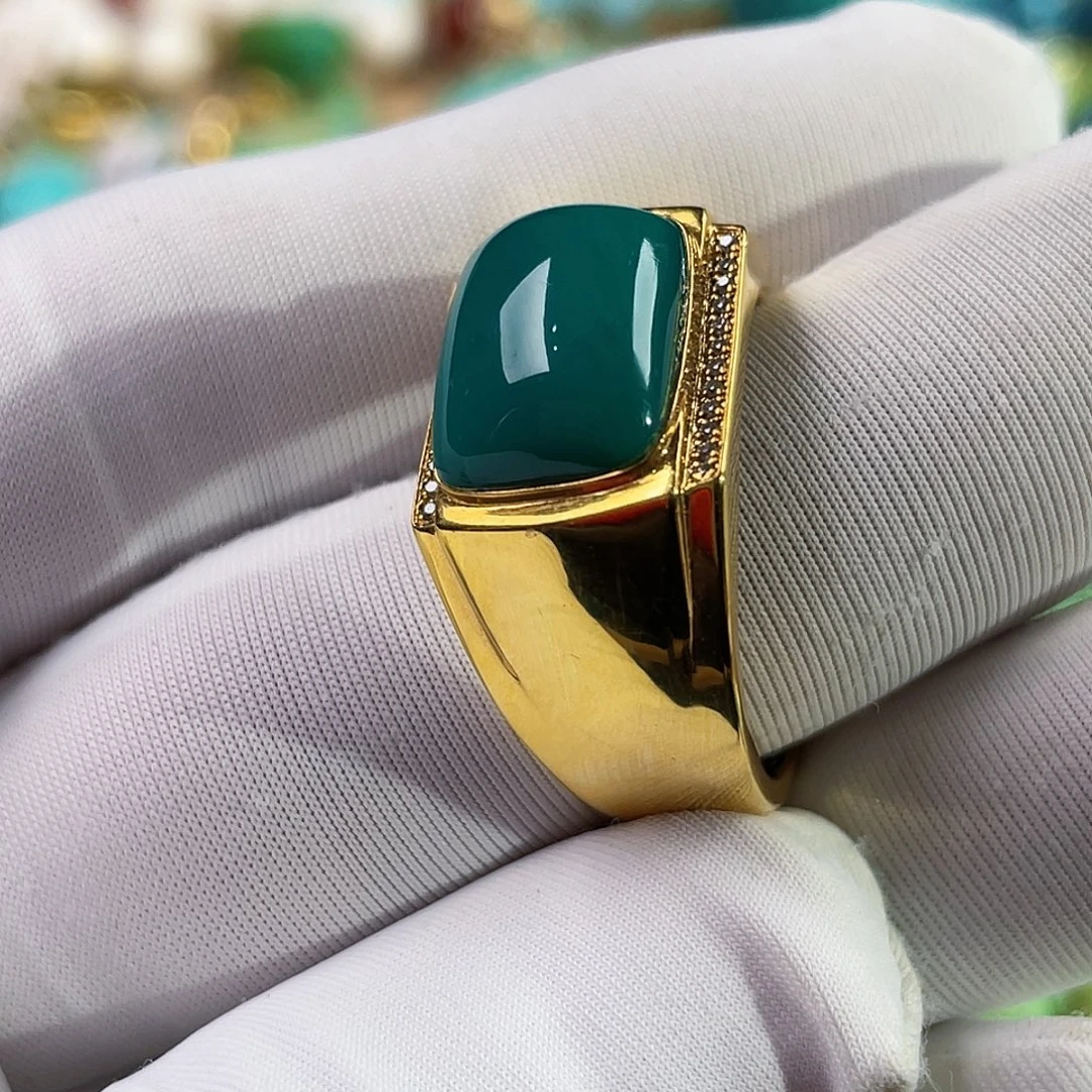 绿松石18K金镶嵌珠宝奇石