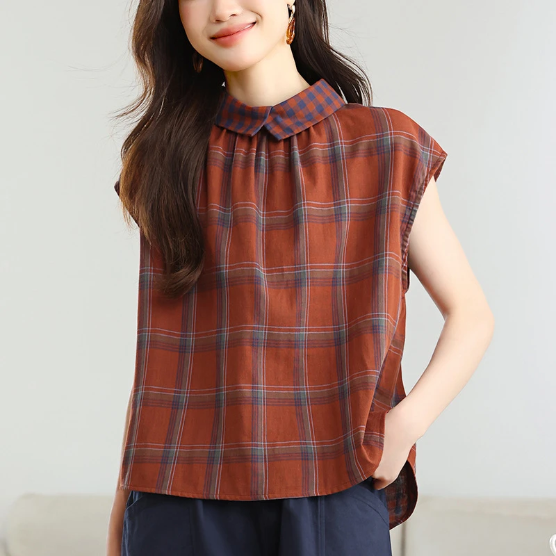 纯棉百搭短袖T恤女夏季2025年新款显瘦韩版宽松休闲气质翻领上衣